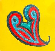 Left multi-colored heart
